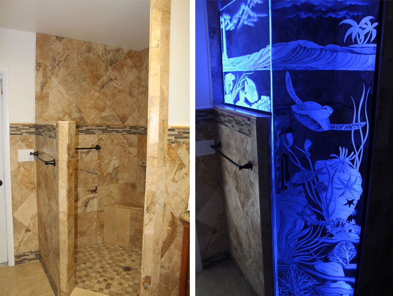 Etched-Shower-Doors-Illuminated