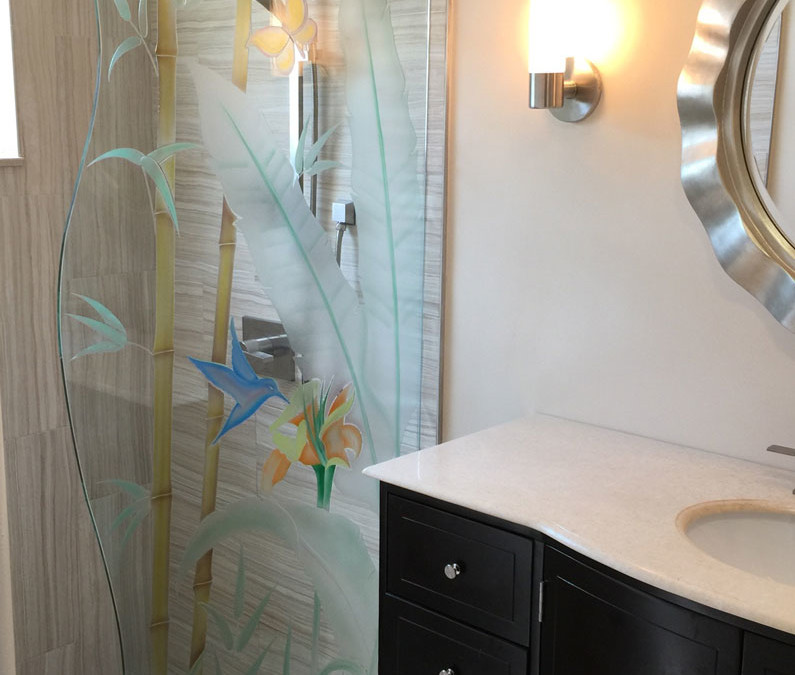 Painted Etched Shower Glass Gets 5-Star Google Review