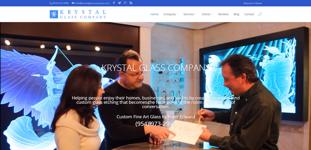 Krystal Glass Company Website Design